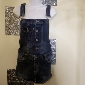 Sugar Magnolia Shorts Overall Denim Romper Large